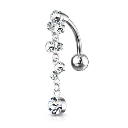 Piercing ombligo Burbujas colgantes Top-Down Circonitas Plata