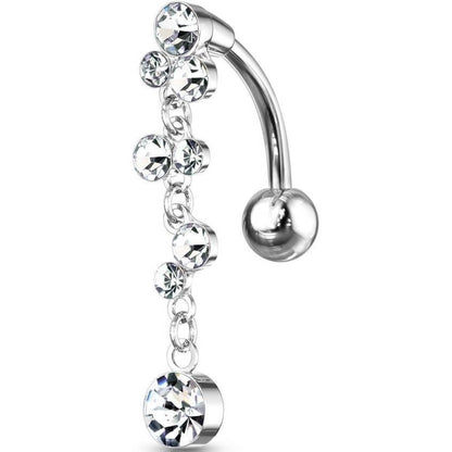 Piercing ombligo Burbujas colgantes Top-Down Circonitas Plata