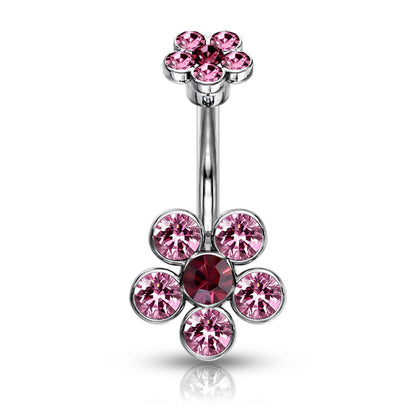 Belly Button Piercing Flower Zirconia