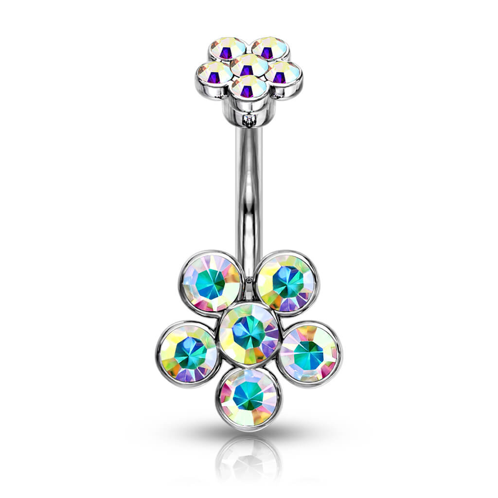 Belly Button Piercing Flower Zirconia