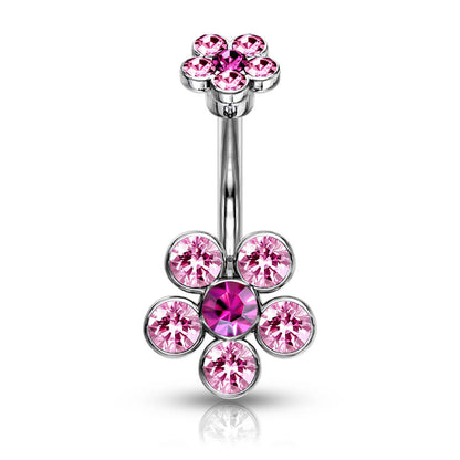 Belly Button Piercing Flower Zirconia