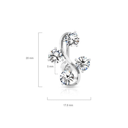 Piercing Nombril 4 Zircones Argent