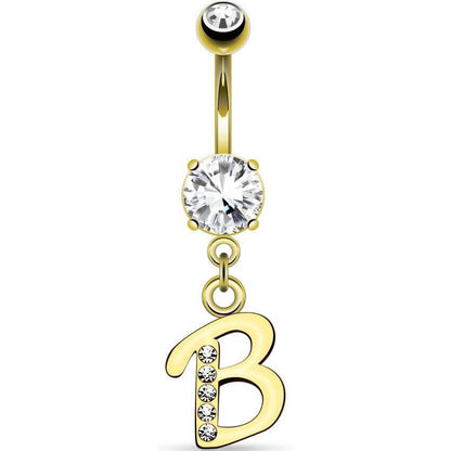 Piercing Nombril Pendentif Lettres Zircone Or