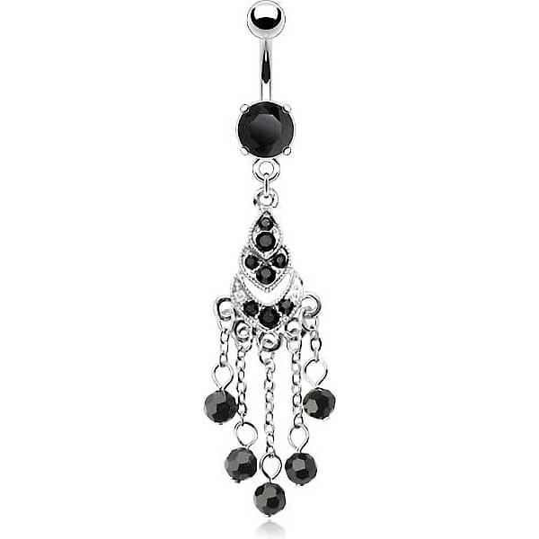 Piercing Nombril Pendentif Chandelier Noir