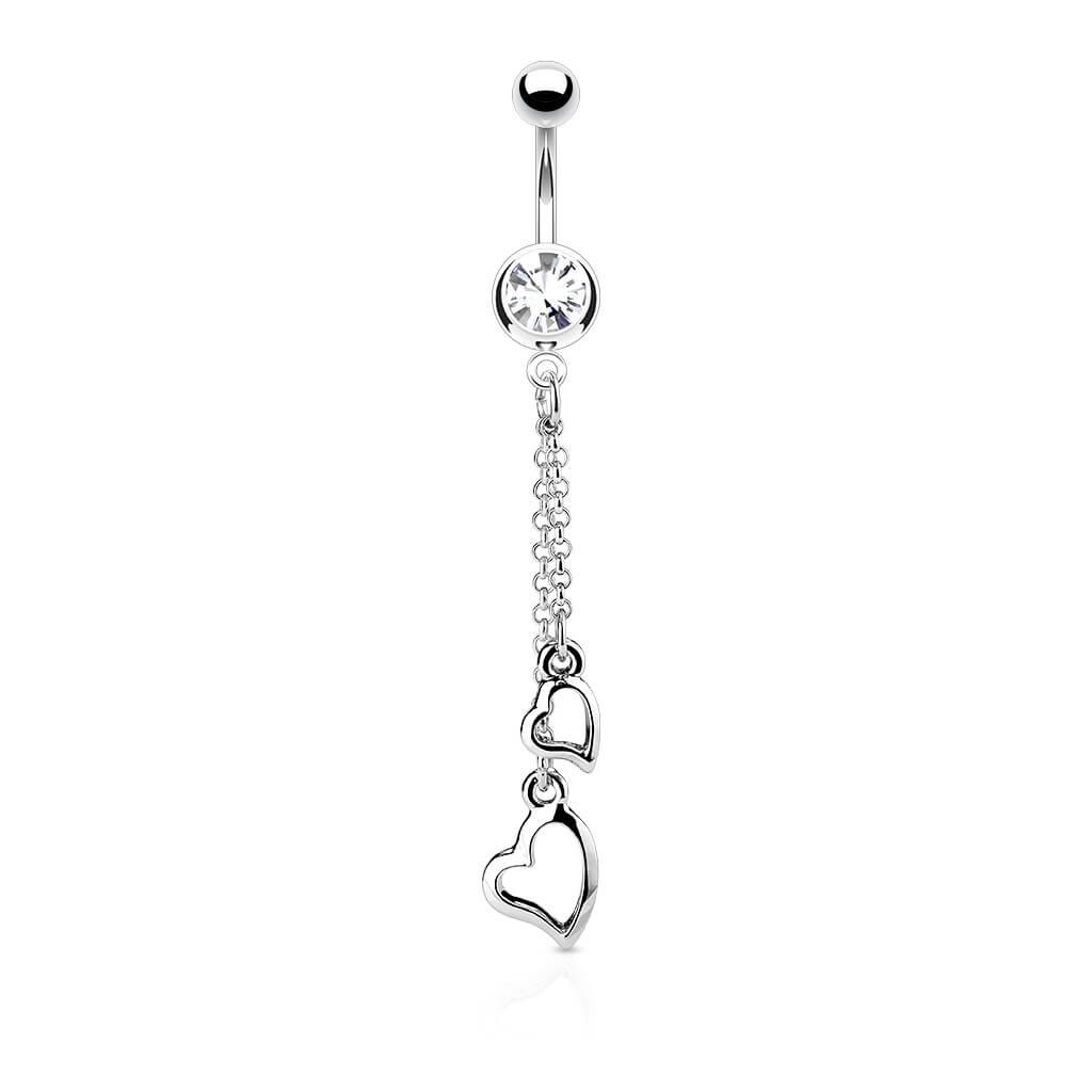 Piercing Nombril Pendentif Cœur Zircone Argent