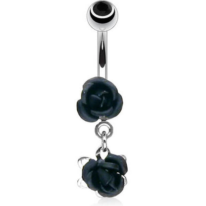 Piercing Nombril Pendentif Rose Zircone Argent