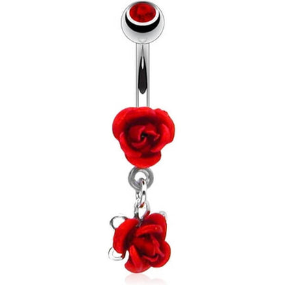 Piercing Nombril Pendentif Rose Zircone Argent