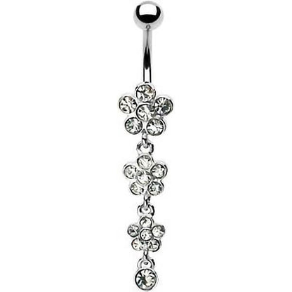 Piercing Ombelico Pendente con fiori di zirconi