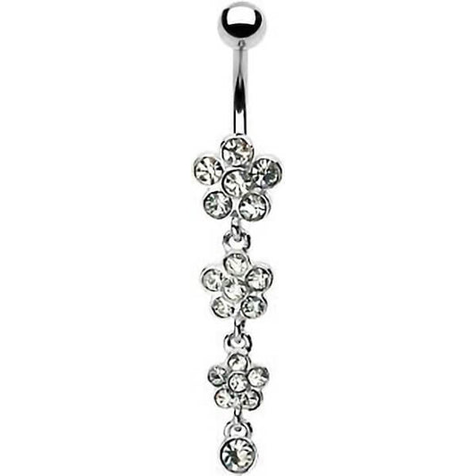 Belly Button Piercing Flower dangle Zirconia