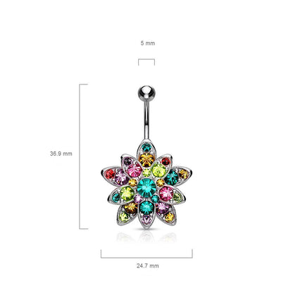 Piercing Nombril Fleur Zircone