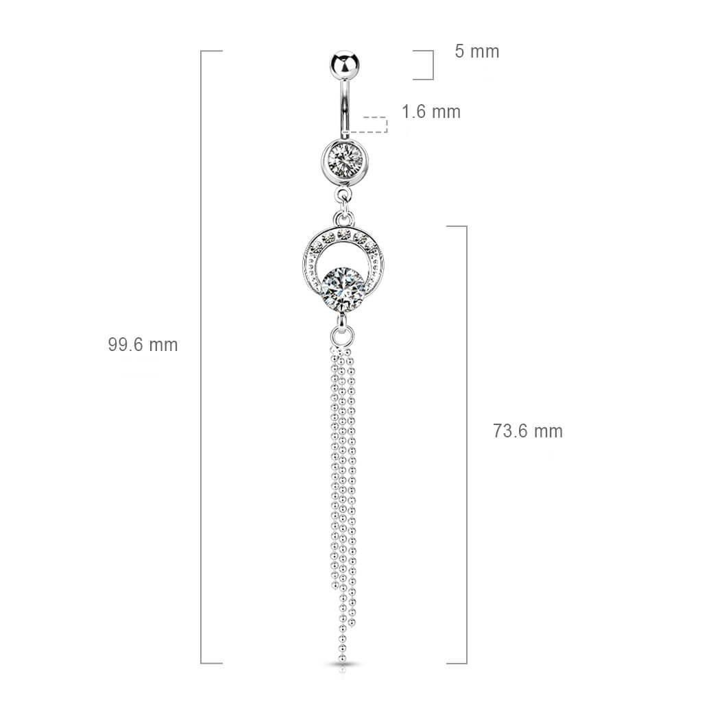 Piercing Nombril Pendentif chaine Zircone