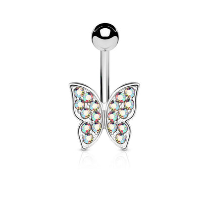 Piercing ombligo Mariposa Circonita Plata