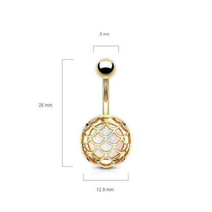 Bauchnabelpiercing Fischschuppen Opal Gold PVD