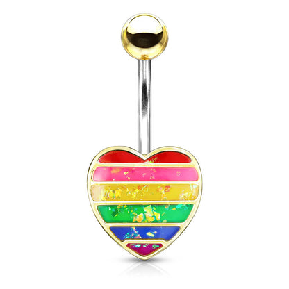 Piercing Ombelico Cuore arcobaleno