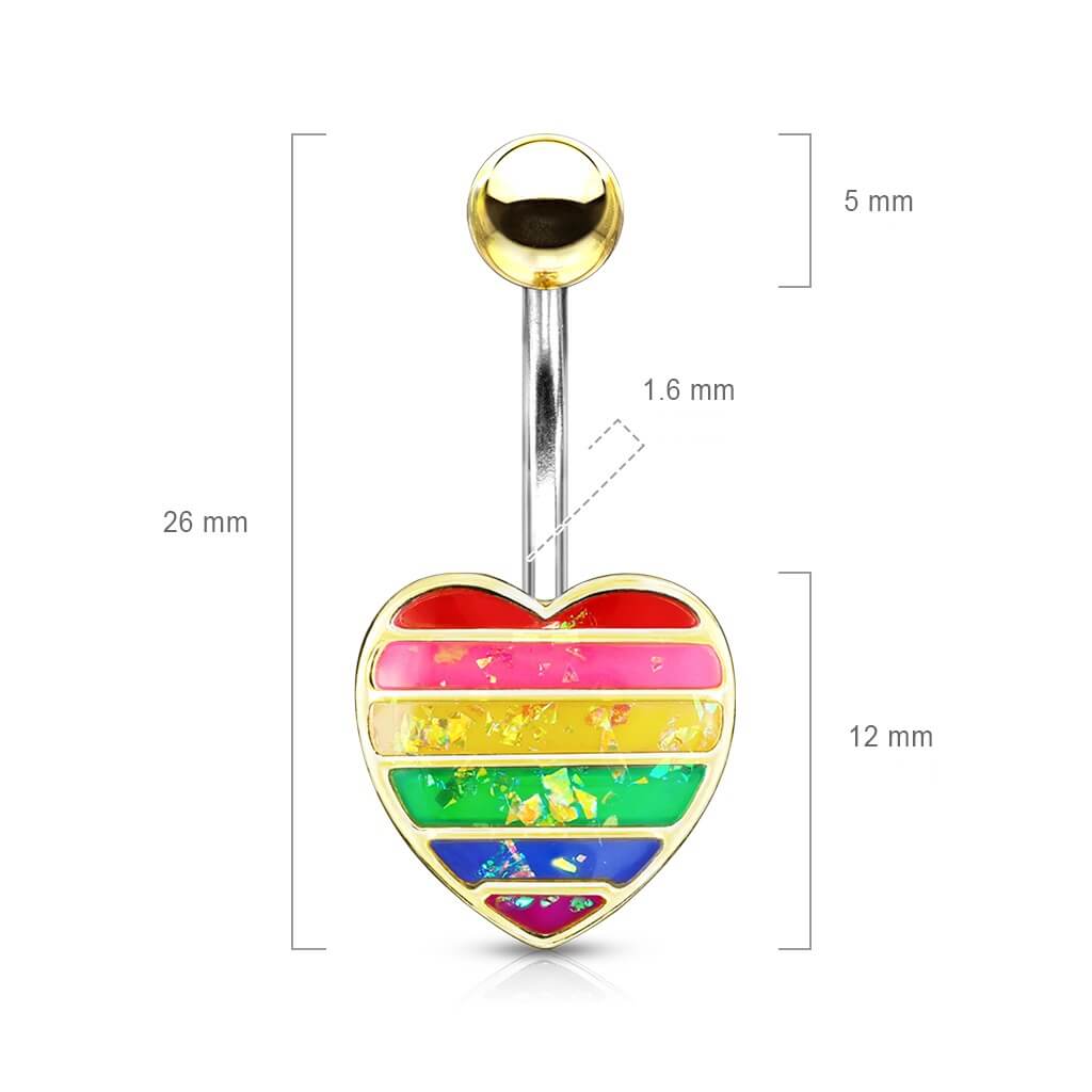 Piercing Ombelico Cuore arcobaleno