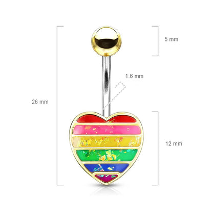 Piercing Ombelico Cuore arcobaleno