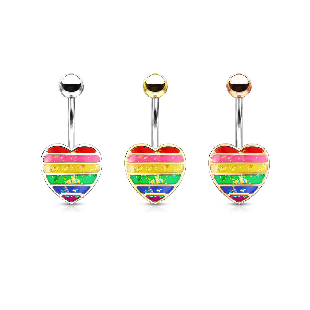 Piercing Ombelico Cuore arcobaleno