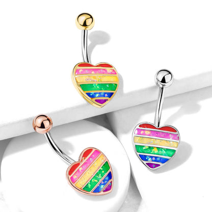 Piercing ombligo Corazón arco iris