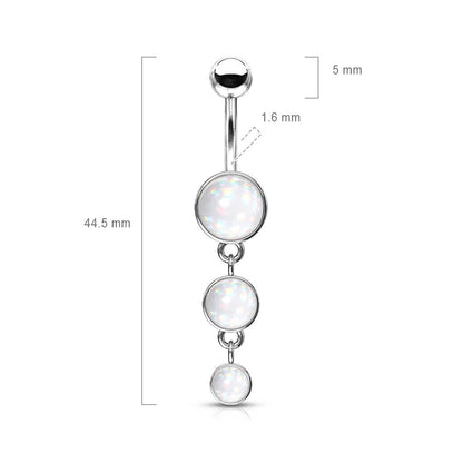 Piercing Ombelico Pendente di 3 pietre sintetiche brillanti