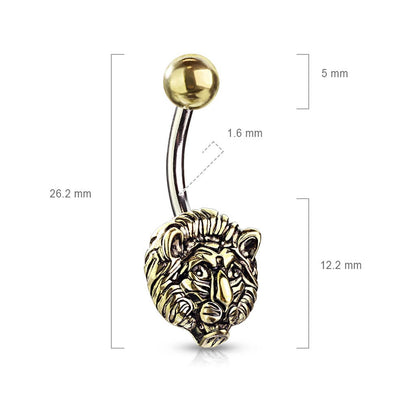 Belly Button Piercing Lion Gold