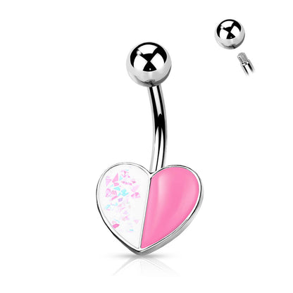 Piercing Ombelico Cuore Opale e Argento