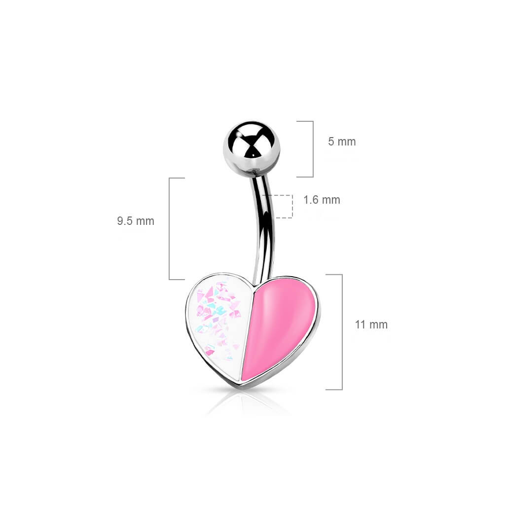 Piercing Ombelico Cuore Opale e Argento