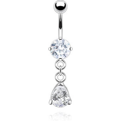 Belly Button Piercing Drop dangle Zirconia Silver