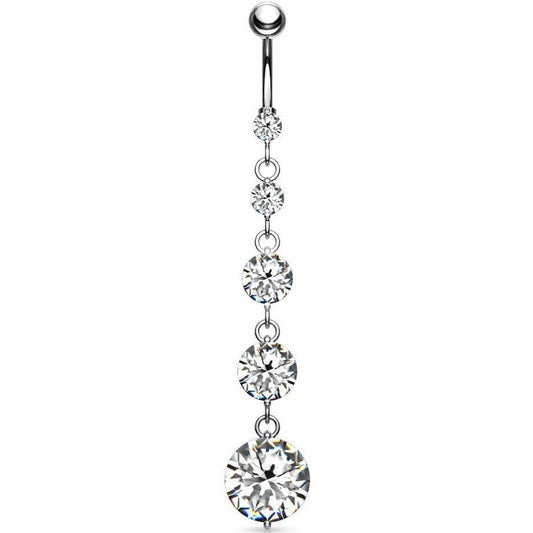 Piercing Ombelico Pendente d´argento e 5 Zirconi