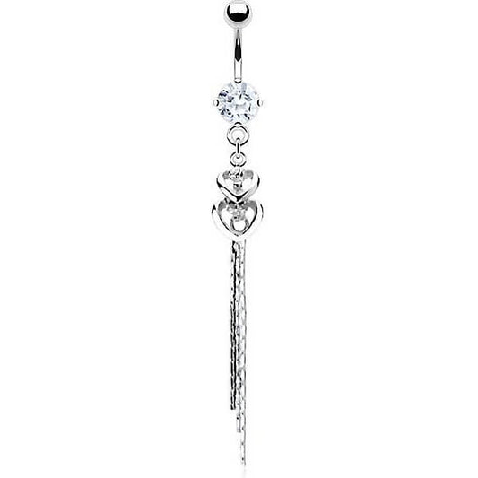 Piercing Nombril Pendentif Cœur Zircone Argent