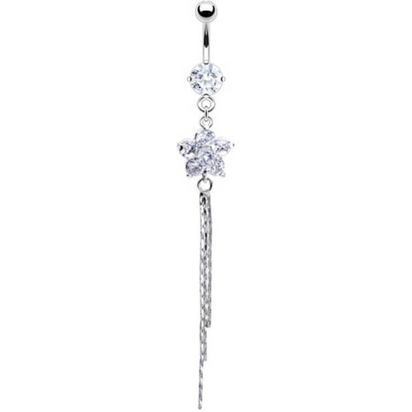 Belly Button Piercing Flower dangle Zirconia