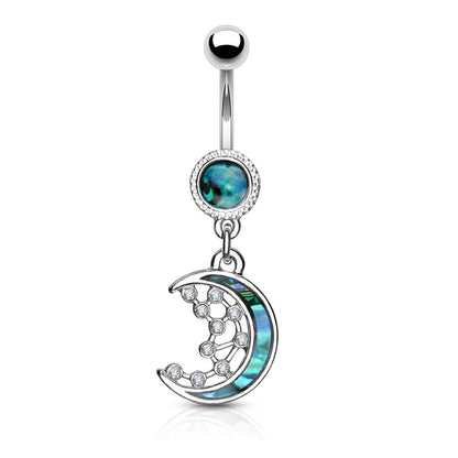 Piercing Nombril Pendentif Lune Zircone