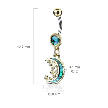 Belly Button Piercing Moon dangle Zirconia