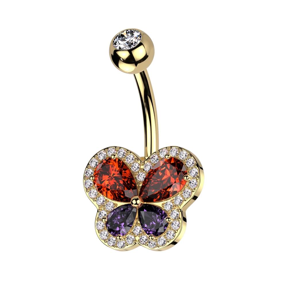 Belly Button Piercing Butterfly Zirconia