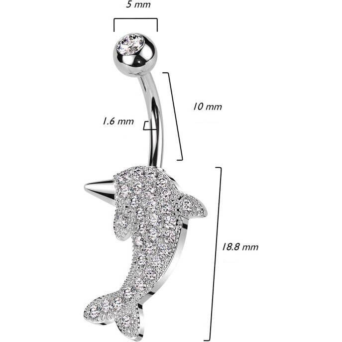 Piercing Nombril Dauphin Zircone