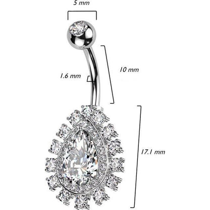 Belly Button Piercing teardrop zirconia