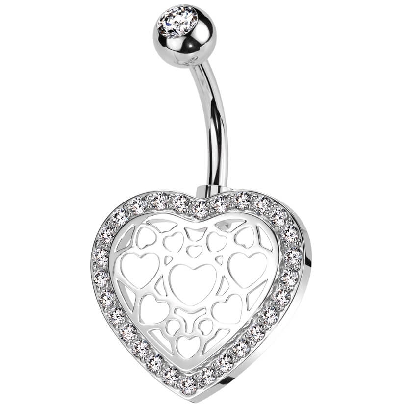 Piercing Ombelico Cuore di Zirconi