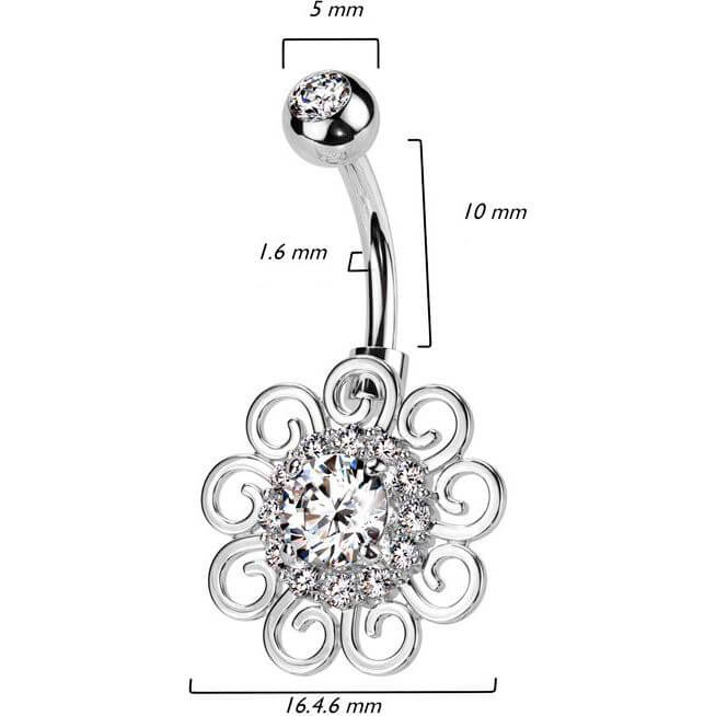 Piercing ombligo Flor de Circonitas