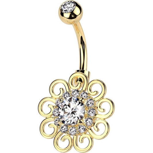 Bauchnabelpiercing Blume Zirkonia