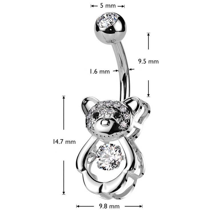 Bauchnabelpiercing Bär Zirkonia