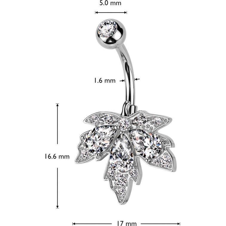 Piercing Nombril Feuille Zircone