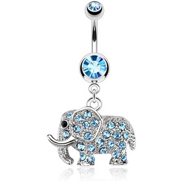 Bauchnabelpiercing Elefant beweglich Zirkonia Silber