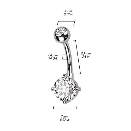 Piercing Ombelico Zircone tondo