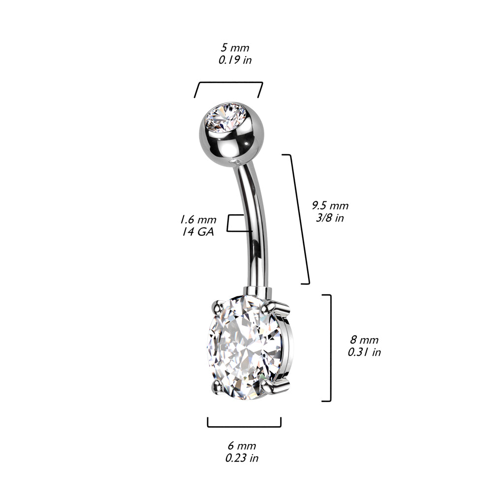 Belly Button Piercing Heart Zirconia