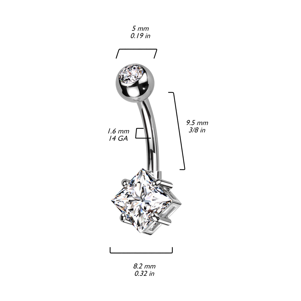 Piercing Nombril Zircone Carrée