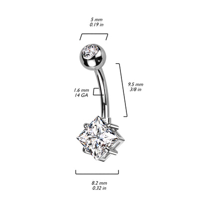 Bauchnabelpiercing Quadrat Zirkonia