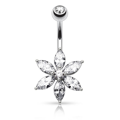 Piercing Nombril Fleur Zircone