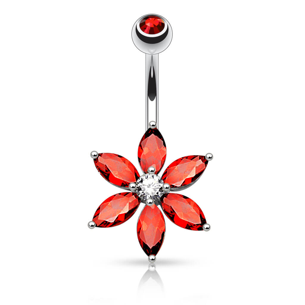 Belly Button Piercing Flower Zirconia