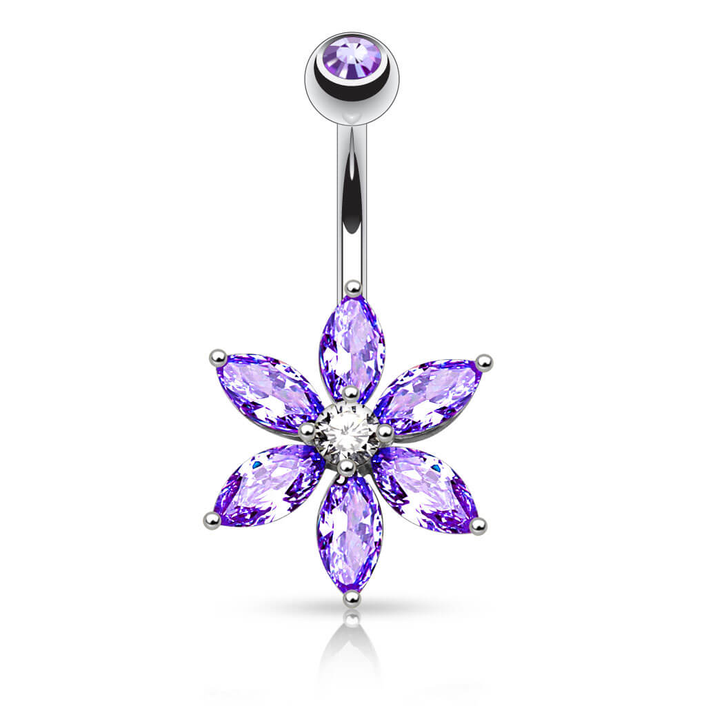 Belly Button Piercing Flower Zirconia