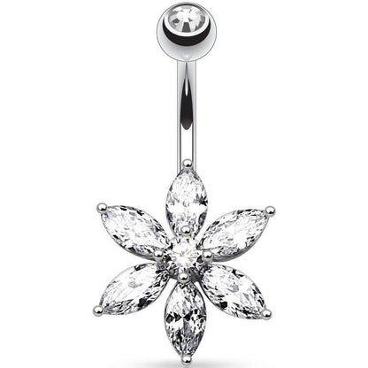 Piercing Nombril Fleur Zircone