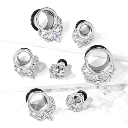 Tunnel Vintage Zirconia Silver Silicone O-Ring